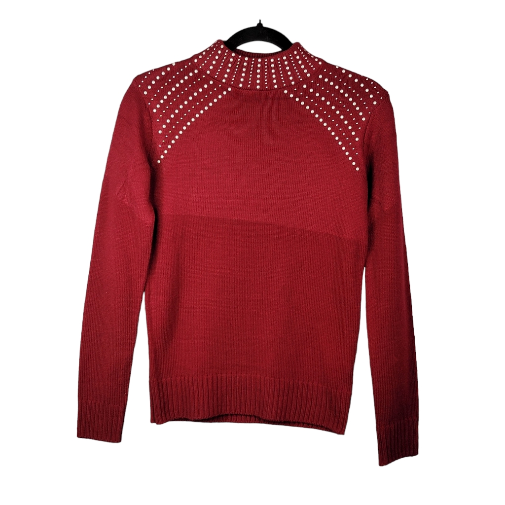 Juicy Couture Red Mock Neck Studded Light Weight 3 Seasons Streetwear Sweater Xs
